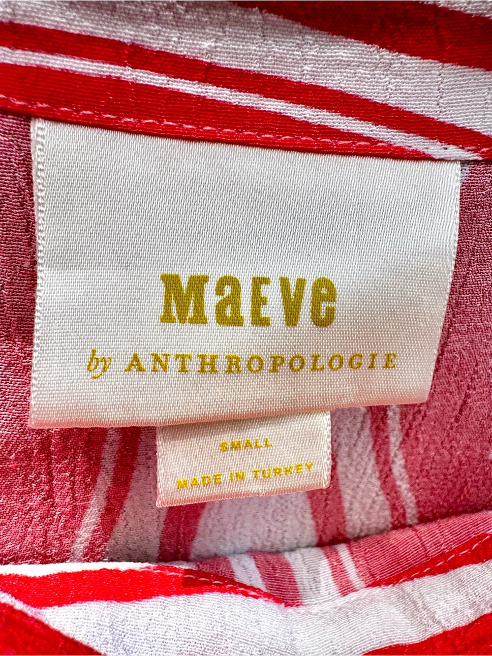 Anthropologie Mauve Floral Stripe Short Sleeve Blouse - White & Red - Picture 3 of 6